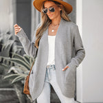 Solid Color Knit Open-Front Cardigan