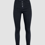 High-waist Solid Color Elastic Small Feet Pants Jeans