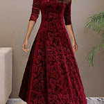 Elise Campbell | Embossed Velvet Midi Dress For Women