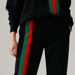 Long Sleeves Loose Contrast Color Striped One-Shoulder Sweatshirt Tops
