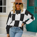 Nadorine Color Block Polo Plaid Sweater