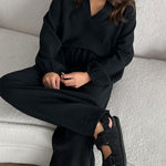 Autumn Simple V-Neck Casual Two-piece Set