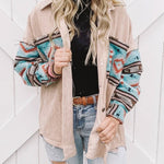 Nadorine Corduroy Patch Print Pocket Coat Long Sleeve Jacket Top