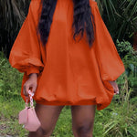 Long Sleeves Loose Elasticity Solid Color Off-The-Shoulder Mini Dresses