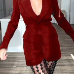Queen Temperament Button Up Long Sleeve Backless Lapel Blazer