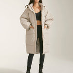 Long Thick Hoodied Cotton Jacket Coat