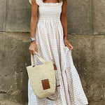 Singing Solo Multi Plaid Smocked Bust Maxi Dress