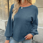 Nadorine Long Sleeve Backless Hollow Knit Sweater for Women Casual Work Office Loose Fit 2026 | Under