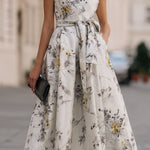 Floral Tie Waist Midi Dress