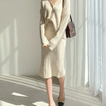 Women's Elegant Two Pieces Sweater Outfits Open Front Cardigan and Bodycon Skirt Sets