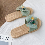 Bowknot Gauze Open Toe Split-Joint Slippers