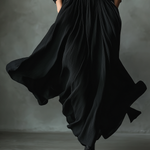 Women's Black Blend Textured Pleated Vintage Maxi Dress