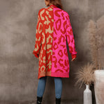 Leopard Stitching Sweater Knit Sweater Cardigan