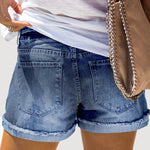 Independence Day American Flag Ripped Destroyed Slim Butt Lift Shorts Jeans