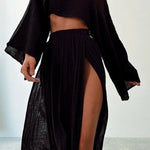 Chic Slit Cotton and Linen Casual Two-piece Set
