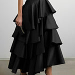 A-Line High Waisted Falbala Solid Color Long Skirts Skirts Bottoms