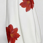 A-Line Sleeveless Asymmetric Floral Printed Split-Joint Round-Neck Maxi Dresses