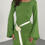 Nadorine Elegant Backless Lace-up Bell Sleeve Mini Dress for Women Casual Going Out Summer 2026