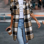 Nadorine Casual Plaid Long Sleeve Flannel Coat Button Down Fall Jacket Shacket