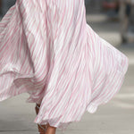 Elegant Retro Flowy Pink Striped Chiffon Skirt