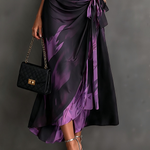 Elisa | Midi Wrap Dress in Abstract Print