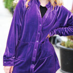 Rust Velvet Button Down Tunic Top