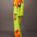 Long Sleeves Loose Buttoned Flower Print Stand Collar Blouses&Shirts Tops