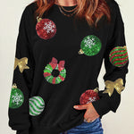 Sequined Christmas Graphic Pullover Sweatshirt
