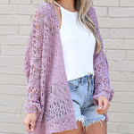 Long Sleeve Cutout Knit Cardigan