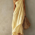 Elegant Pink One-shoulder Sleeveless Maxi Dress
