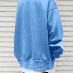 Casual Loose Solid Color Round-Neck Sweatshirt Top