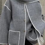 Scarf-Neckline Felt Woolen Coat