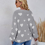 Love Pattern Round Neck Knit Sweater
