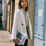 Lapel Collar Single Breasted Blazer Jacket Tops with Pockets