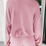Corded V Neck Slouchy Top & Pocketed Shorts Set