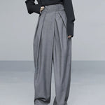 Plus Size High Waist Magic Sticker Suit Wide Leg Pants
