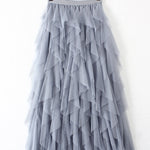 Original Irregular Mesh 4 Colors Falbala Pleated Elasticity Skirt