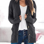 Plain Twist Button Cardigan Sweater