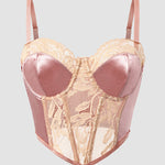 Thin Cup Lace Colorblock Bra Set Shaped Push Up Underwear Set