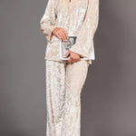 Velvet Home Service Long -sleeved Trousers Two -piece Suit
