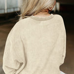 Solid Color Loose Round Neck Pullover Long Sleeve Top