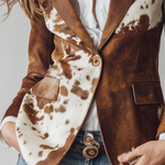Vintage Cow Skin Printted Eco-friendly Suede Blazer