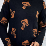 Skull jacquard crew neck pullover knitted sweater