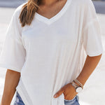 Waffle Knit Casual Drop Shoulder Loose Top