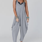 Nadorine Women's Casual Loose Summer Rompers Sleeveless Loose Spaghetti Strap Baggy Overalls Harem Jumpsuits