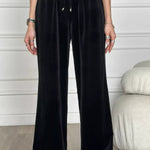 Golden Velvet Wide -legged Pants Straight Velvet Pants