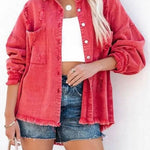 Stylish Lapel Long Sleeve Ripped Denim Jacket