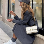 Flowy long knitted midi skirt