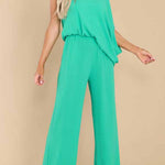Slim drape high waist casual jumpsuit