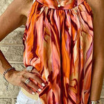 Marble Print Ruched Casual Tank Top